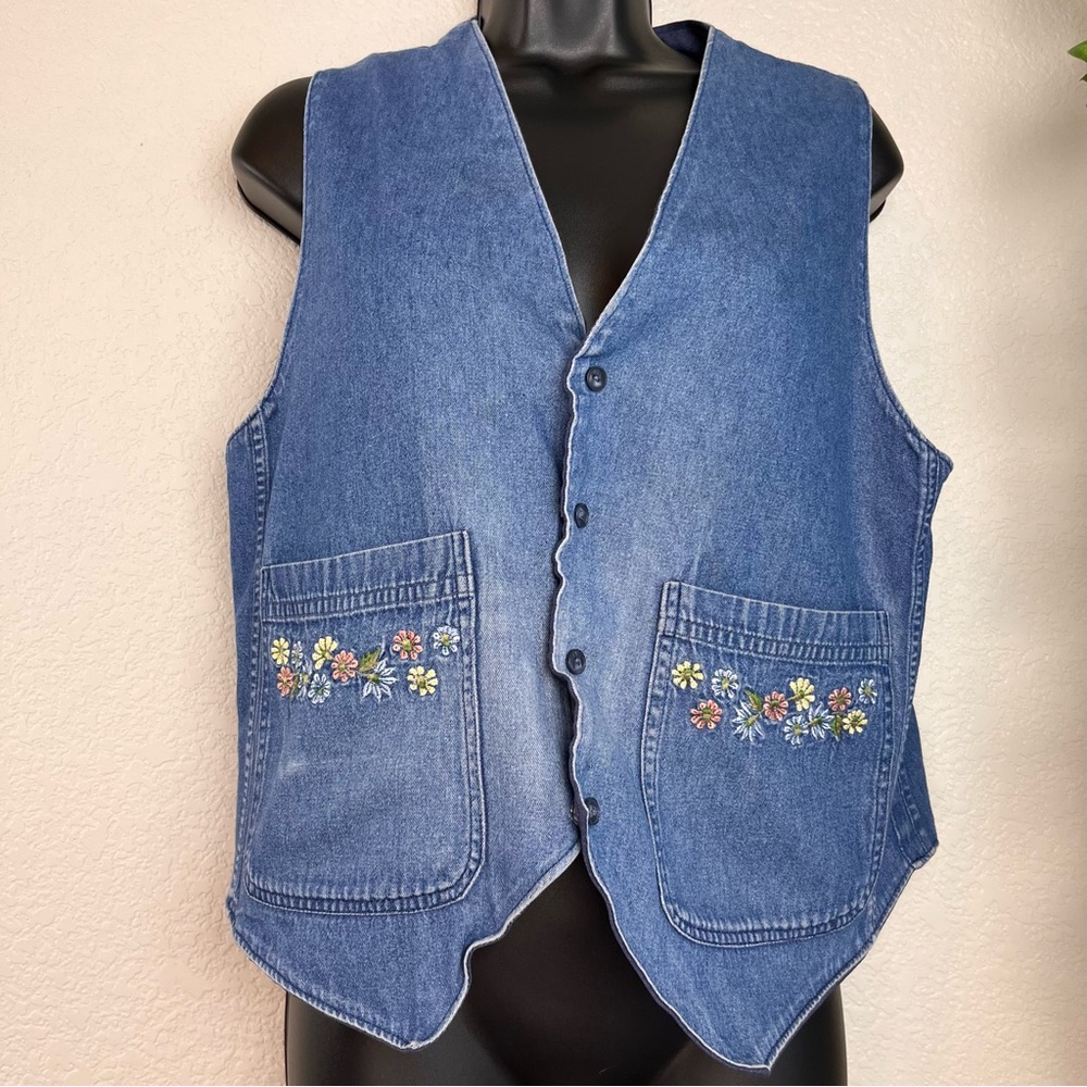 Denim Embroidered Vintage Vest